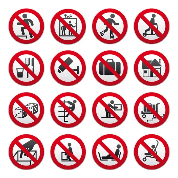 Prohibited signs, set — Stock Vector