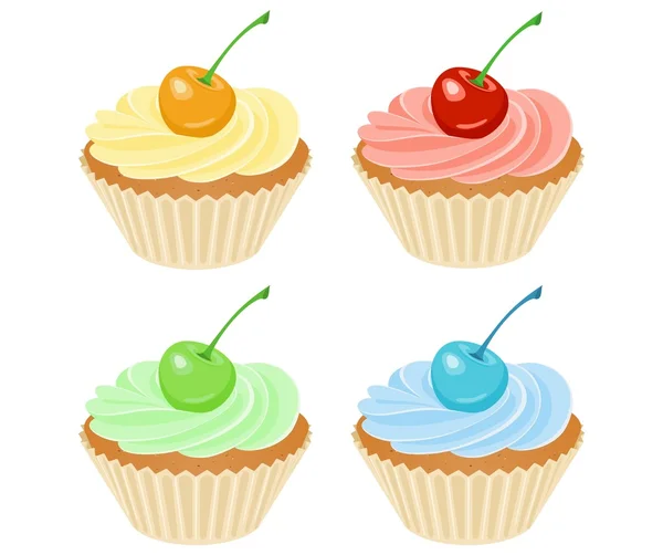 Cupcake à la cerise — Image vectorielle