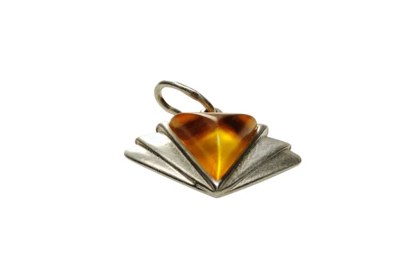 Silver jewelry with amber — Stock Photo, Image