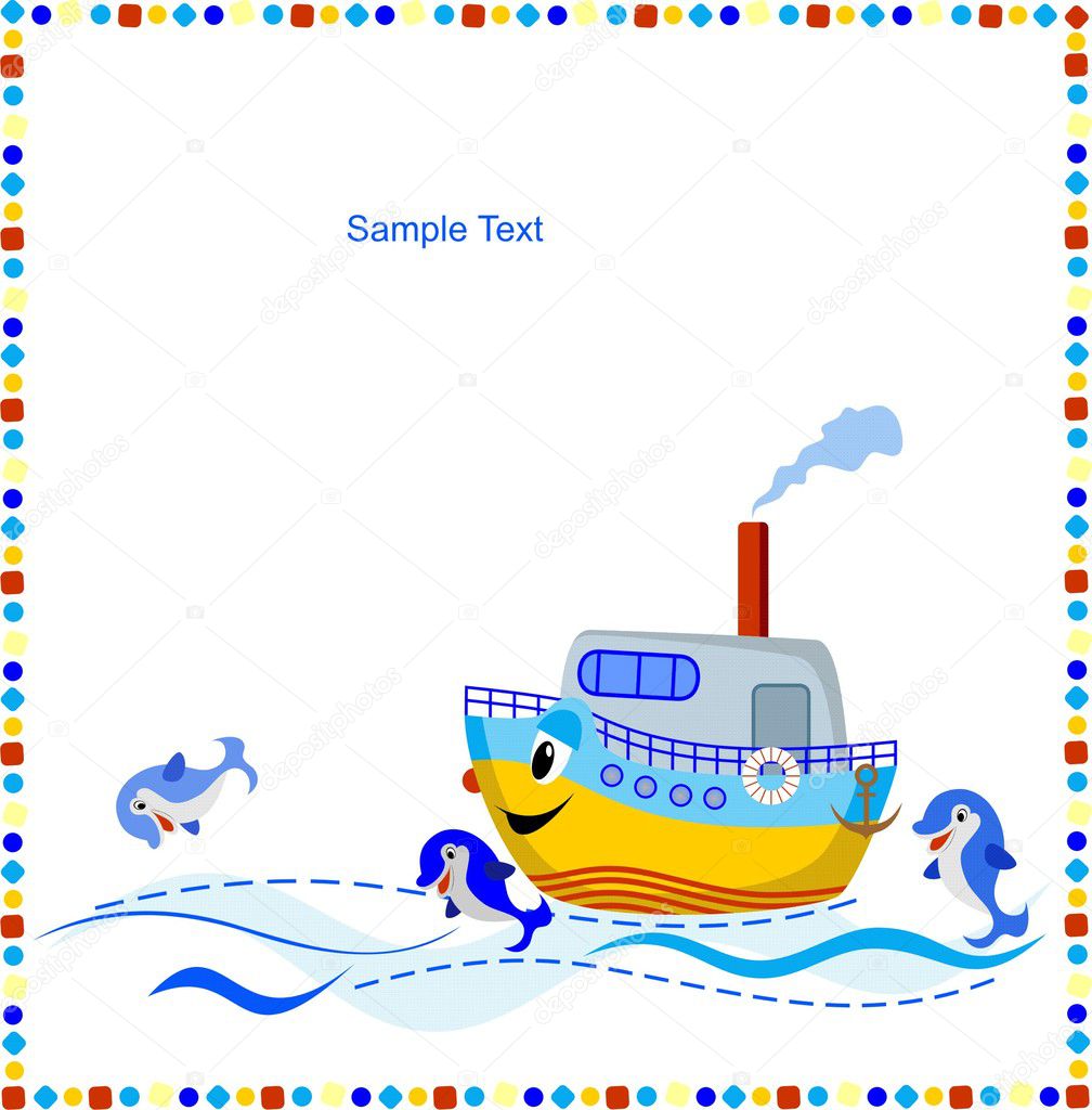 Children's background with toy ship for your text.