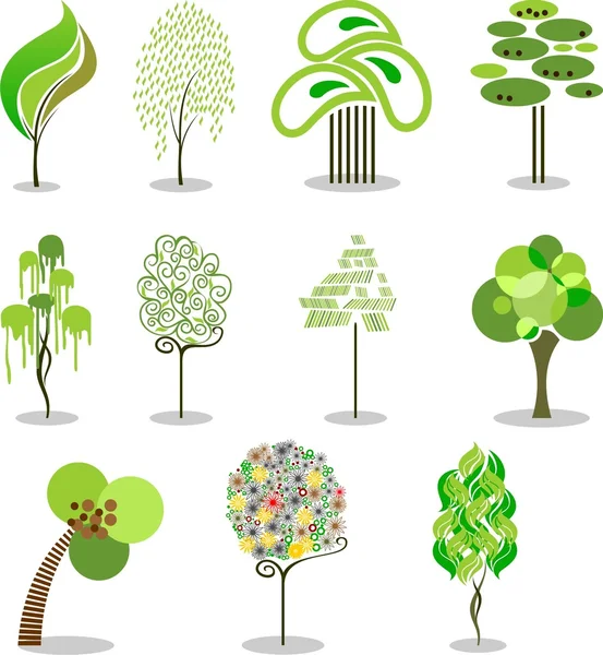 stock vector Collection of the stylized trees
