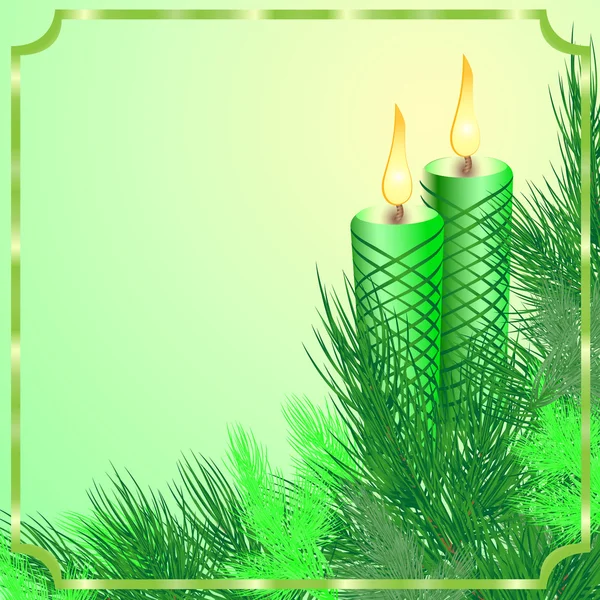 Hermoso marco de Navidad con velas — Vector de stock