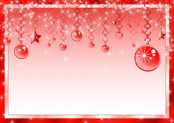Рождественская рамка с лентами, шарами и звездами — стоковый вектор