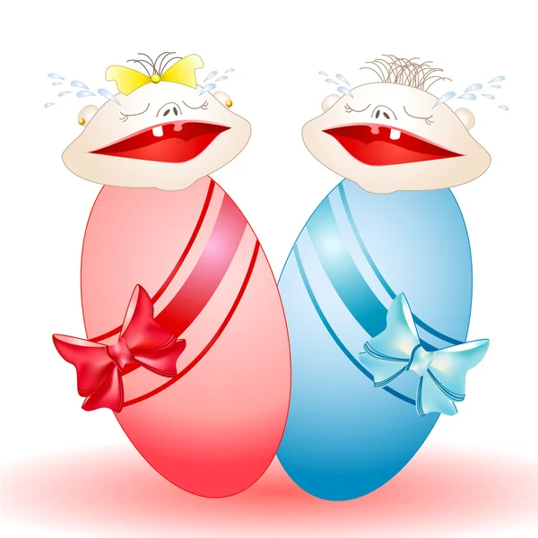 Twins Babies Crying — Stock Vector