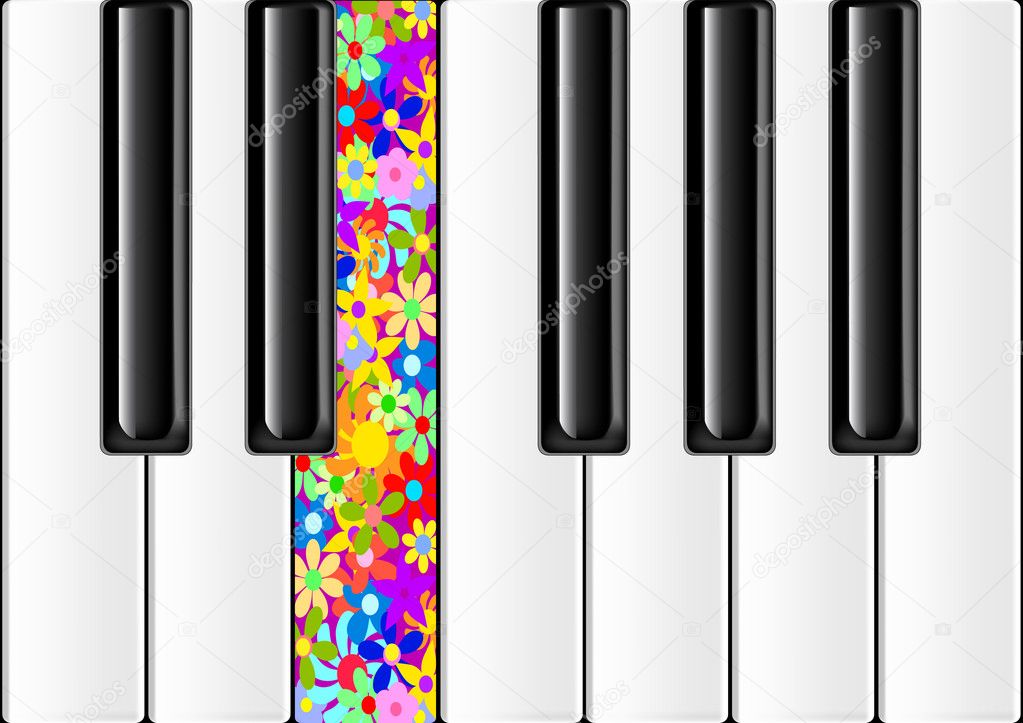 Classic Piano With Colorful Key