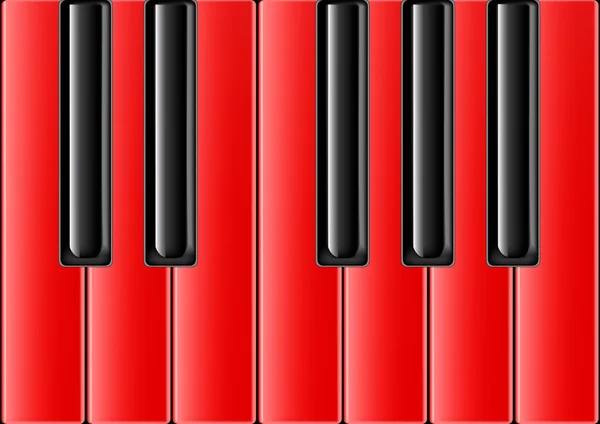 Piano Klasik Dengan Tombol Merah - Stok Vektor