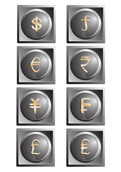 Currency money buttons — Stock Vector