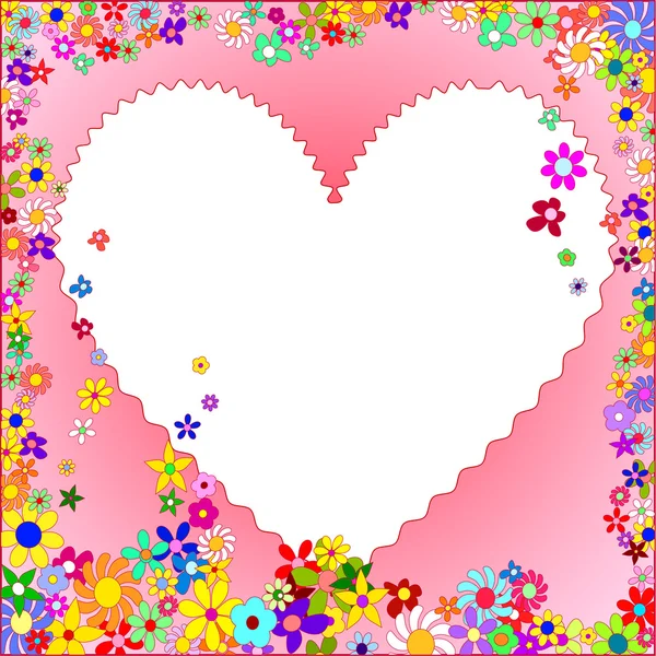 Cadre de fleurs colorées sur un fond rose — Image vectorielle