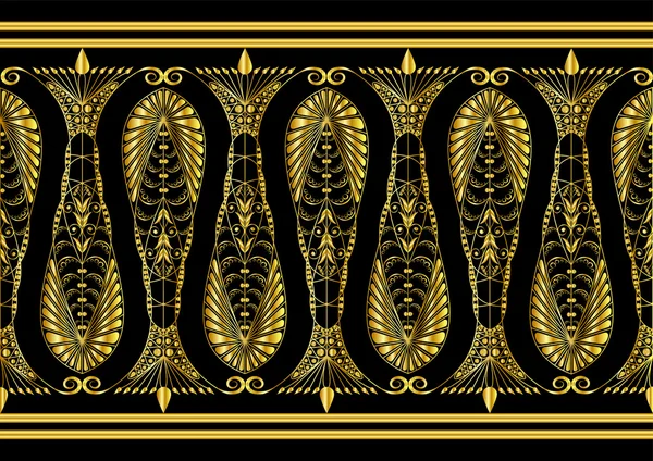 Admirable patrón de oro sobre un fondo negro — Vector de stock