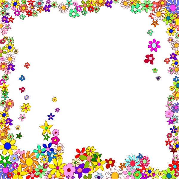 Marco de flores de colores sobre un fondo blanco — Vector de stock