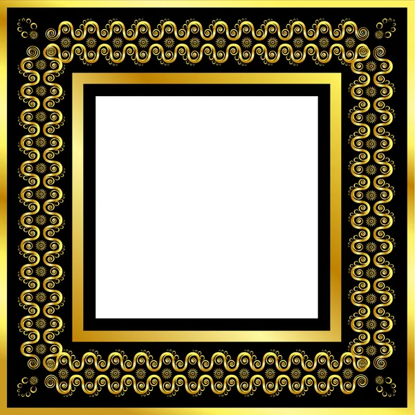 Moldura padrão de ouro com ondas e estrelas _ 17 — Vetor de Stock