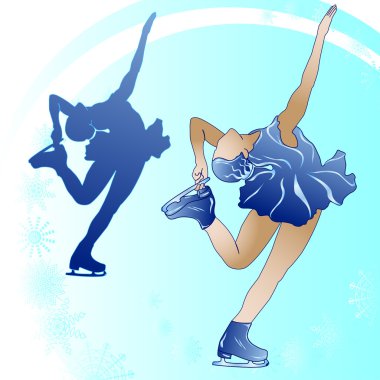 Woman figure skating clipart