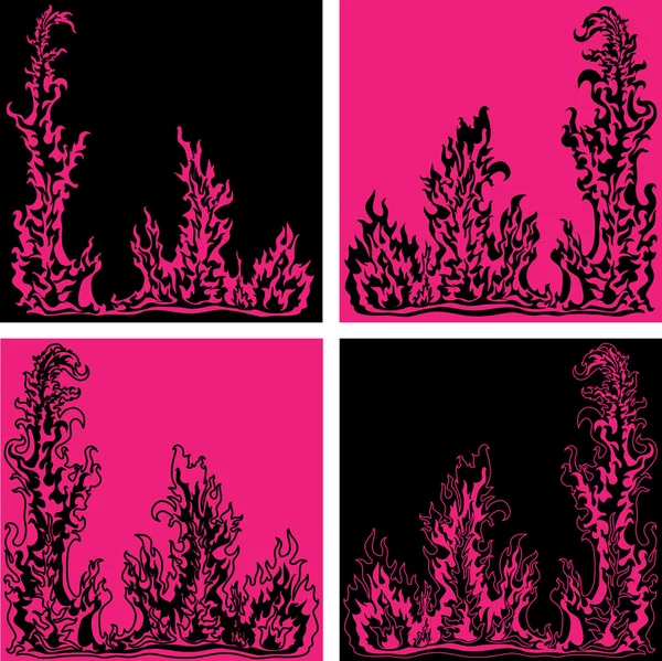 Cadres de feu _ rose et noir — Image vectorielle