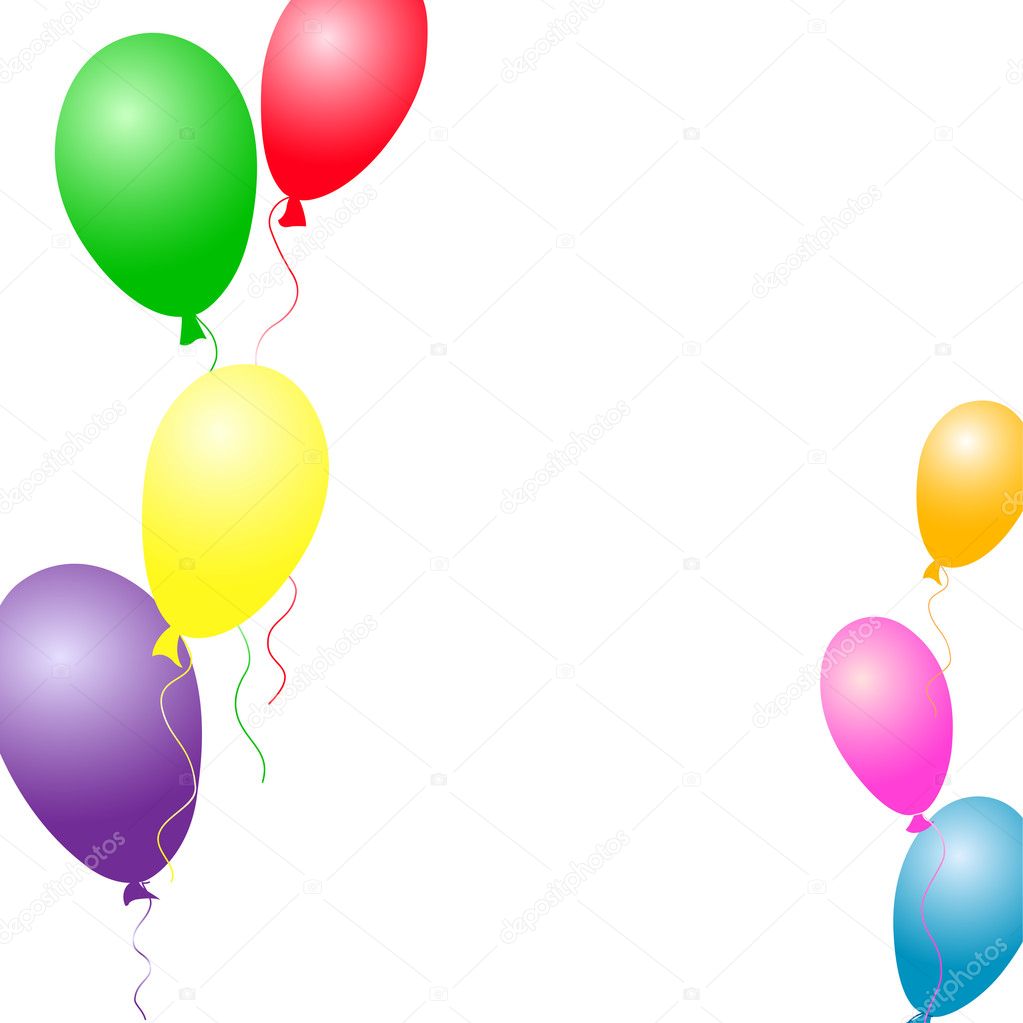 Colourful balloons on the white background