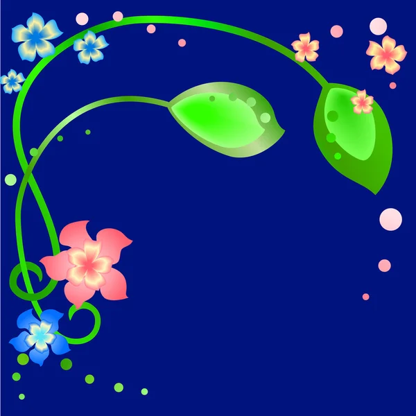Cadre de printemps sur fond bleu profond — Image vectorielle