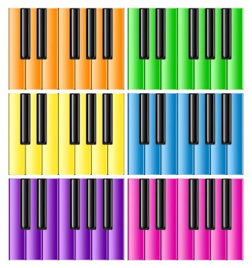 Six Classic Pianos With Colorful Keys clipart