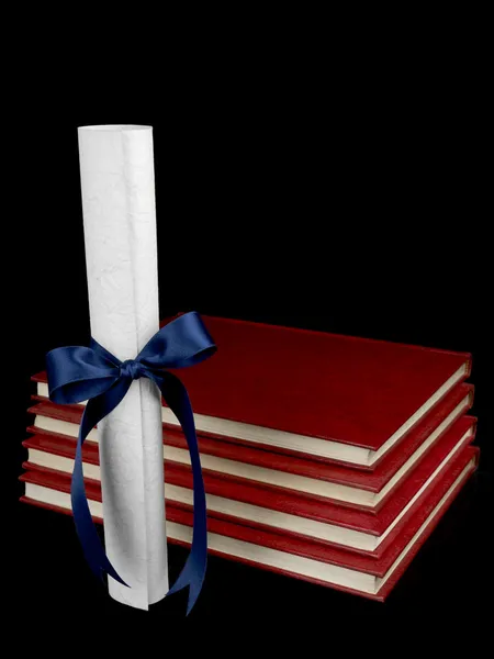 Diploma and books — Stock Photo, Image