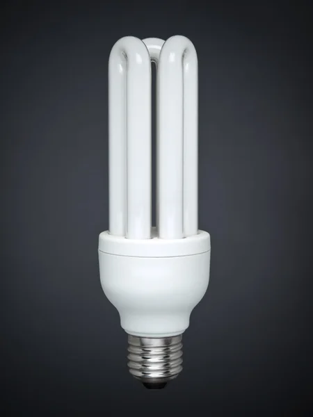 Fluorescent light bulb over gray — Stock Photo, Image