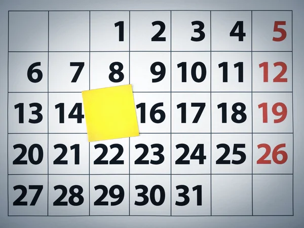 stock image Blank sticky note on a calendar