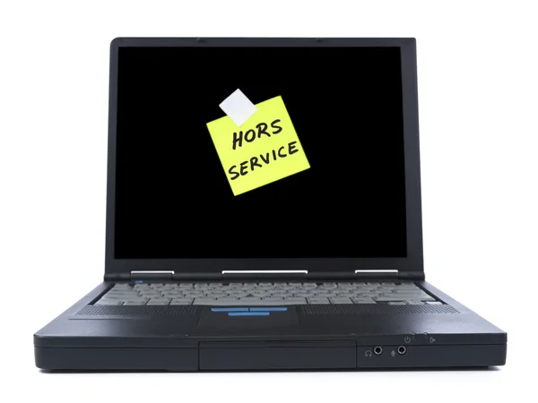 Laptop com nota pegajosa — Fotografia de Stock
