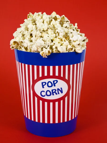 Blue popcorn bucket — Stock Photo, Image