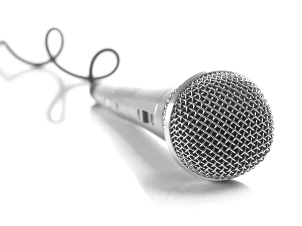 Микрофон с изогнутым кабелем — стоковое фото
