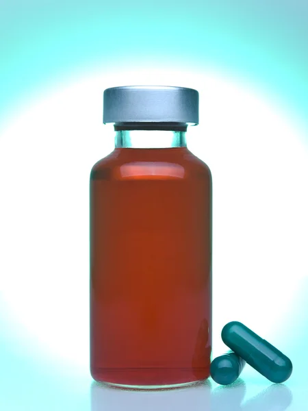 Üveg és a tabletták Stock Kép