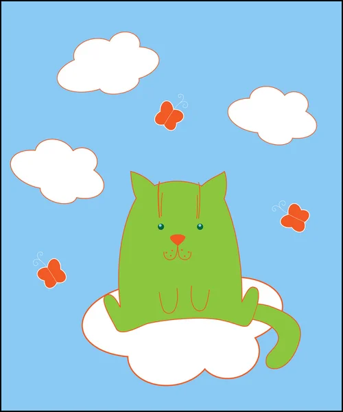 Зелений Кіт Хмарах — стоковий вектор