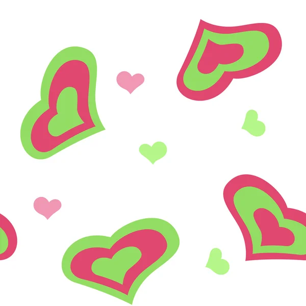 Roze en groene hart — Stockvector