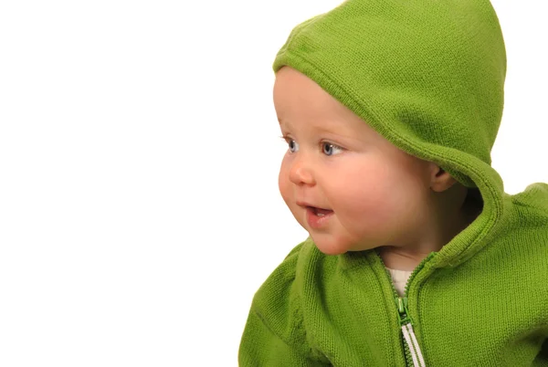 Baby in het groen — Stockfoto