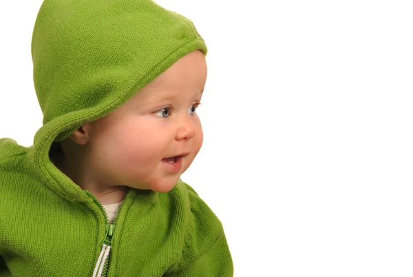 Baby i grönt — Stockfoto