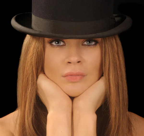 Kvinna i hatt. — Stockfoto
