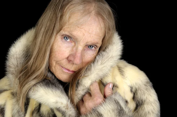 Senior Woman in Fur — Stock Photo, Image