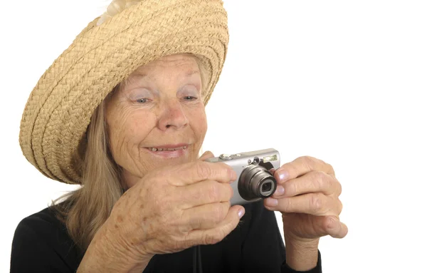 Senior con fotocamera — Foto Stock