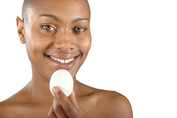 Woman with egg — Stock Photo, Image