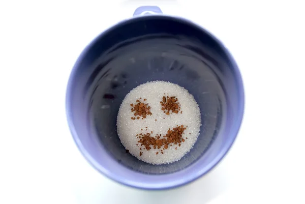 Smiley Coffee Sugar Large Purple Cup — Stock Photo, Image