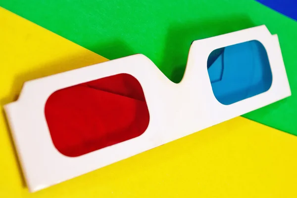 Stereofoniczny Okulary Oglądania Obrazów Anaglif Kolorowe Tło — Zdjęcie stockowe