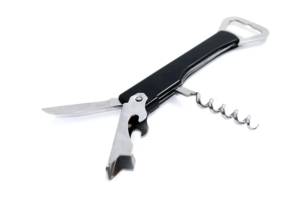 Set Knife Opener Corkscrew All One Isolated White — Stock Photo, Image