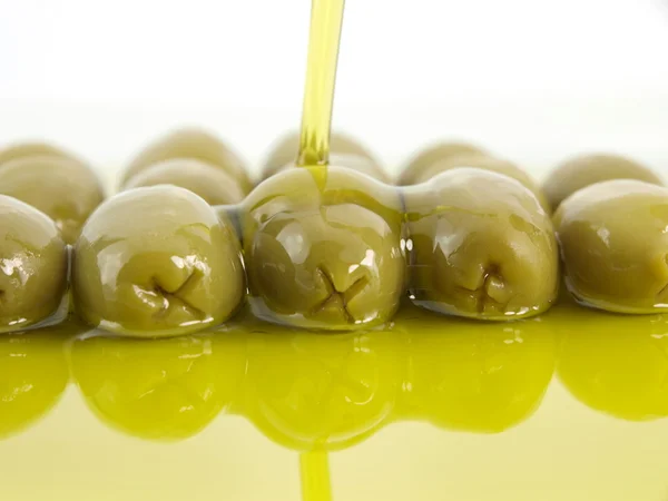 Olajbogyó és olívaolaj — Stock Fotó