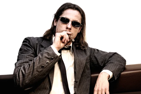 Geschäftsmann mit Zigarre — Stockfoto