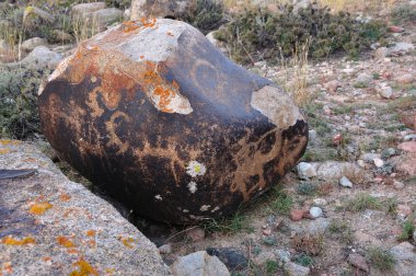 bir taş üzerinde antik petroglifler