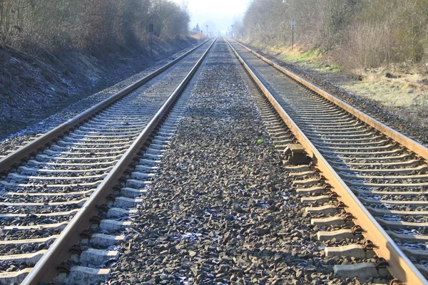 Σιδηροδρομικές γραμμές. ράγες — Φωτογραφία Αρχείου