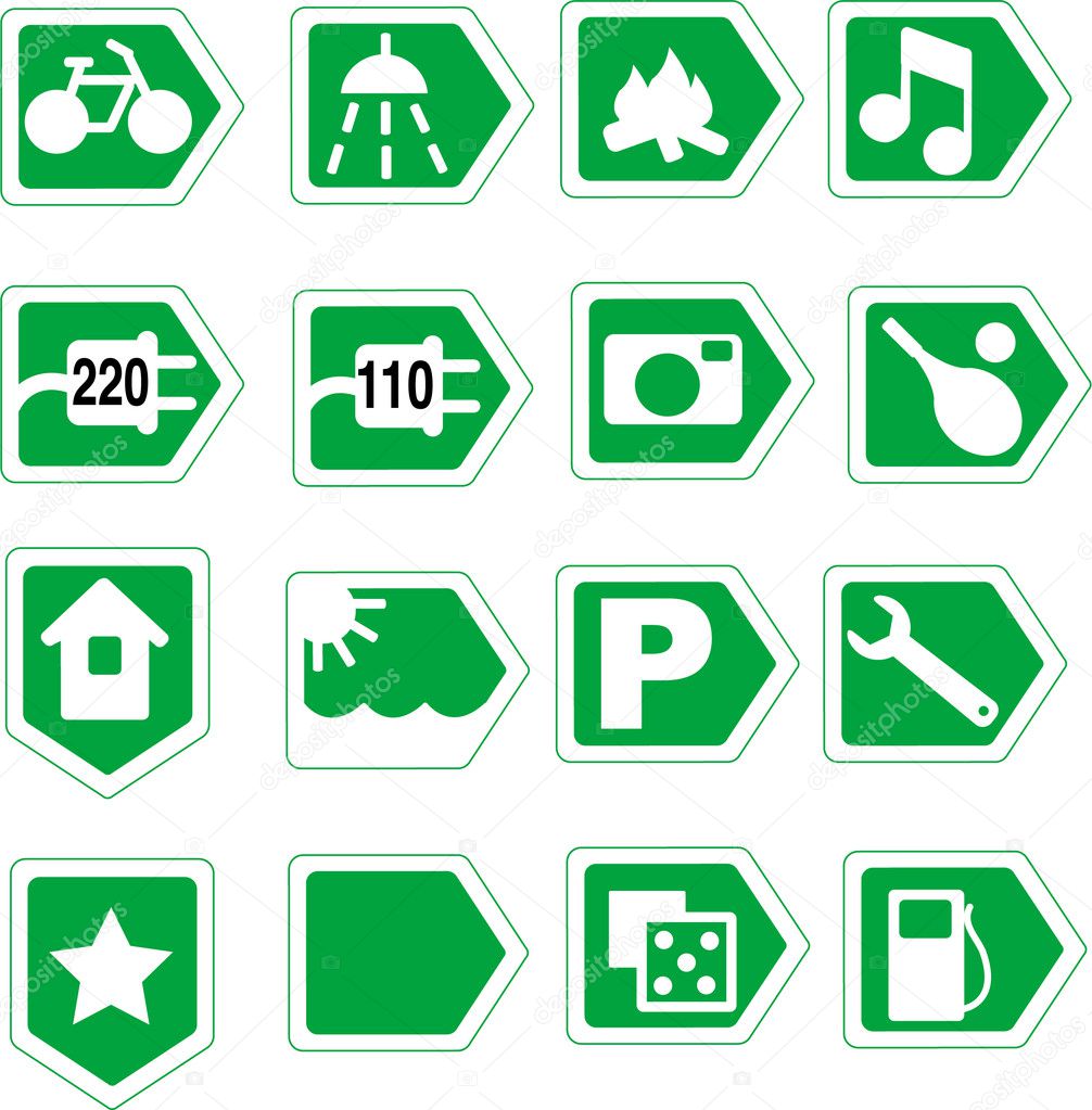 Green signs.