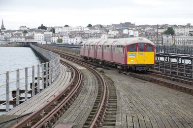 Train on Ryde Pier in the Isle of Wight, England clipart