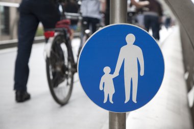 Pedestrian Sign with Bicycle clipart