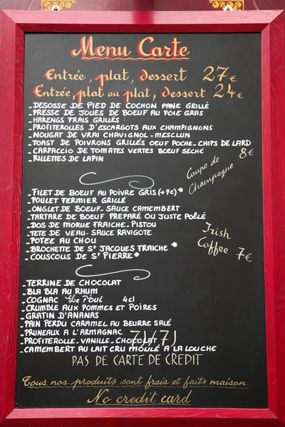 Francuski menu znak — Zdjęcie stockowe