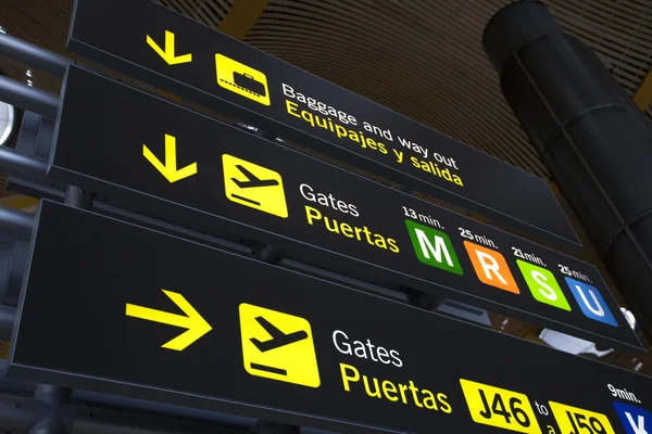 Segno bagagli e gate dell'aeroporto — Foto Stock