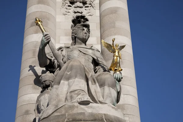 Närbild Monumentet Vid Ingången Alexandre Iii Bron Paris Frankrike — Stockfoto