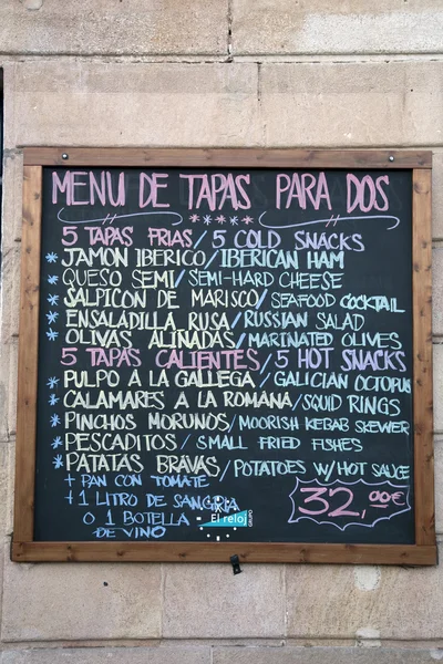 Renkli tapas İspanyolca menü — Stok fotoğraf