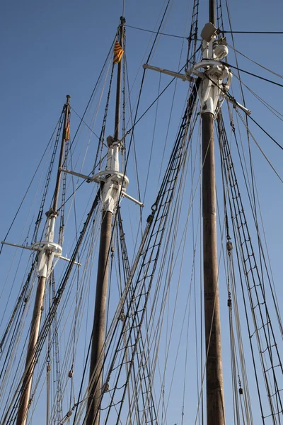 Rigging Ship Sails Blue Sky Background — Stock Photo, Image